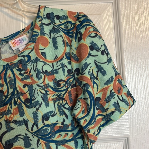LuLaRoe Amelia NWT women’s teal floral pleated knee length dress size large - Picture 4 of 12